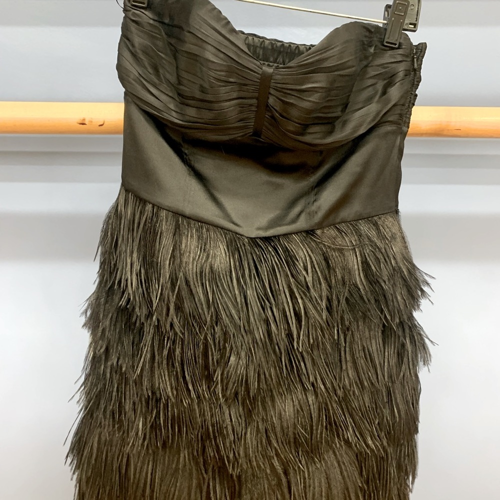 Express size 4 strapless black/feathered dress